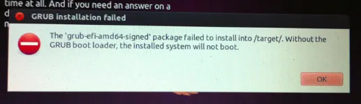 grub-efi-amd64-signed failed installation /target/ ubuntu 16.04 Error Fix